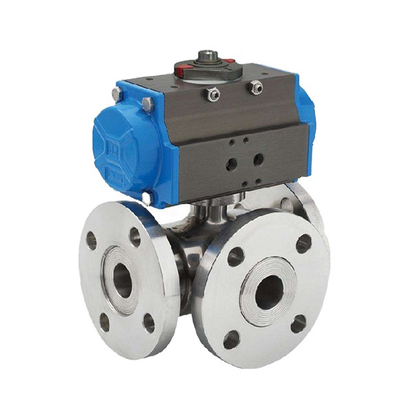 Pneumatic T port L port 3 way ball valve