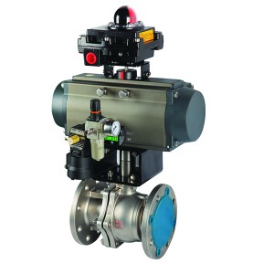 2 Pcs Pneumatic cut off O type ball valve